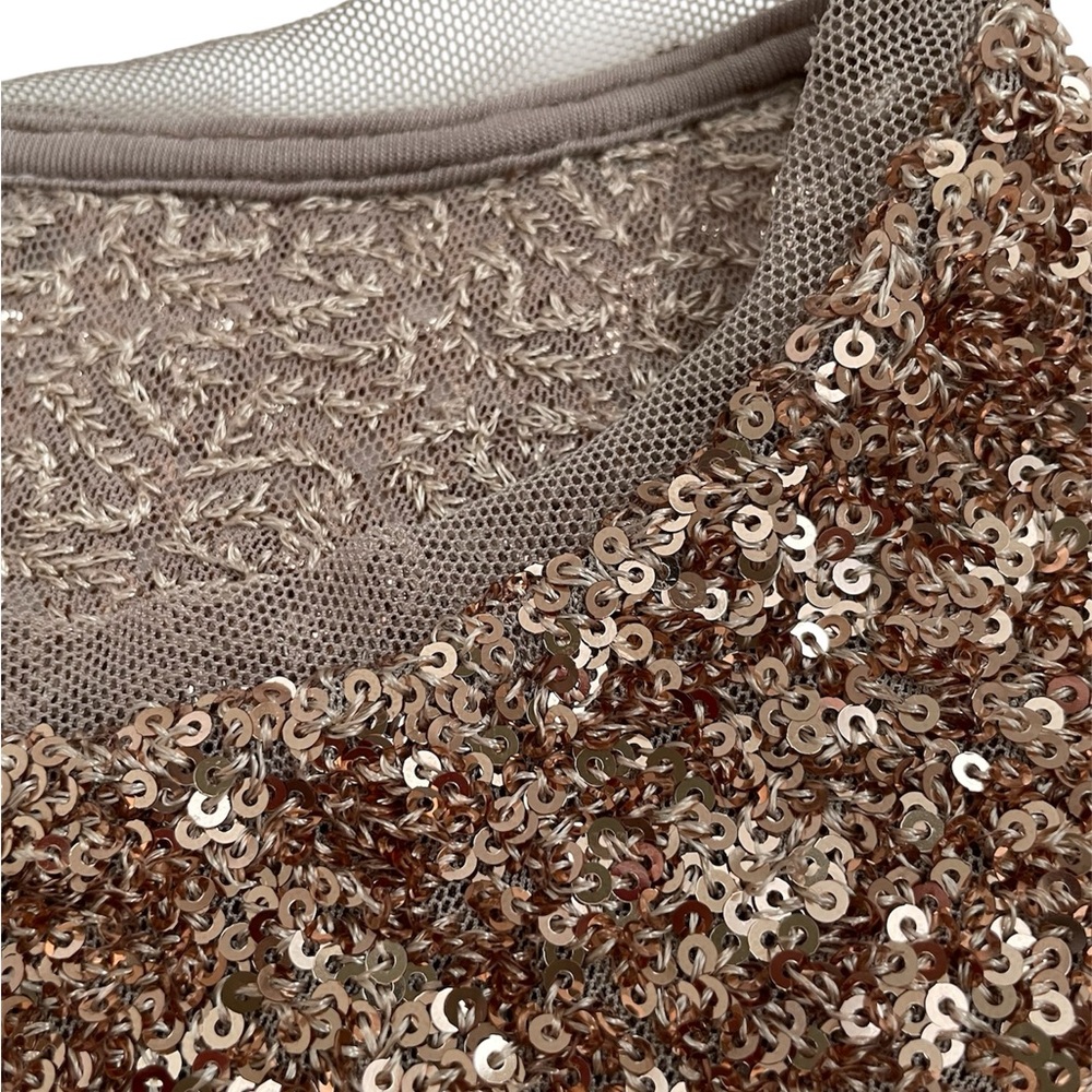 Anthropologie Maeve Champagne Sequin Top